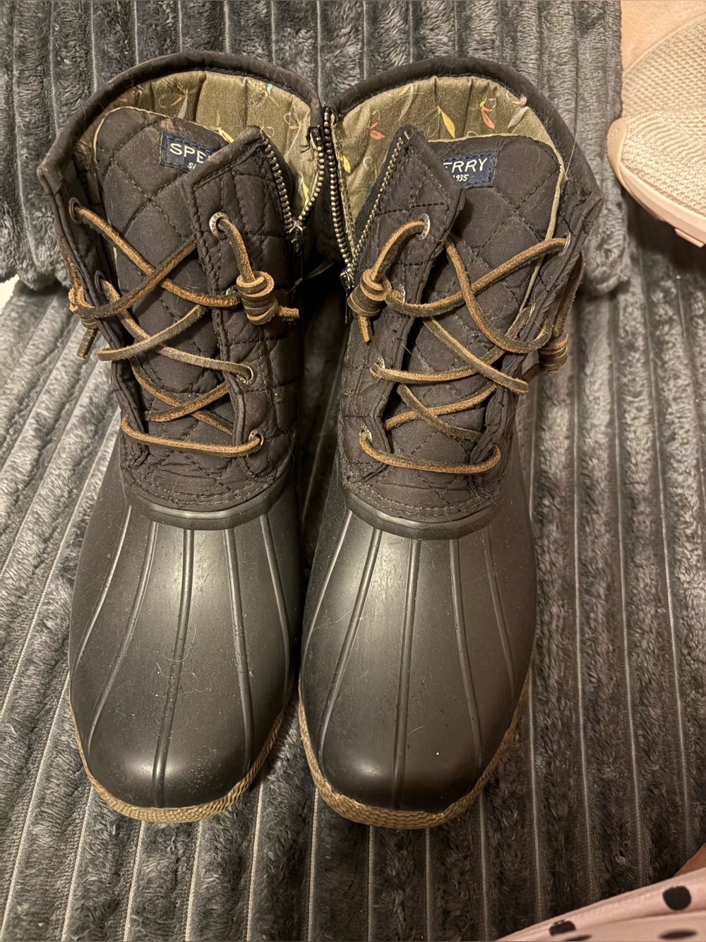 Sperry Men's Dark Brown & Black Quilted Duck Boots